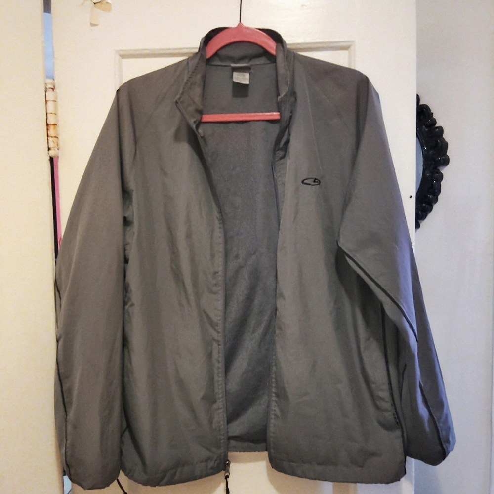 Champion Mens C9 Hooded Windbreaker Grey Zip Up Long Sleeve Collar Jacket Medium